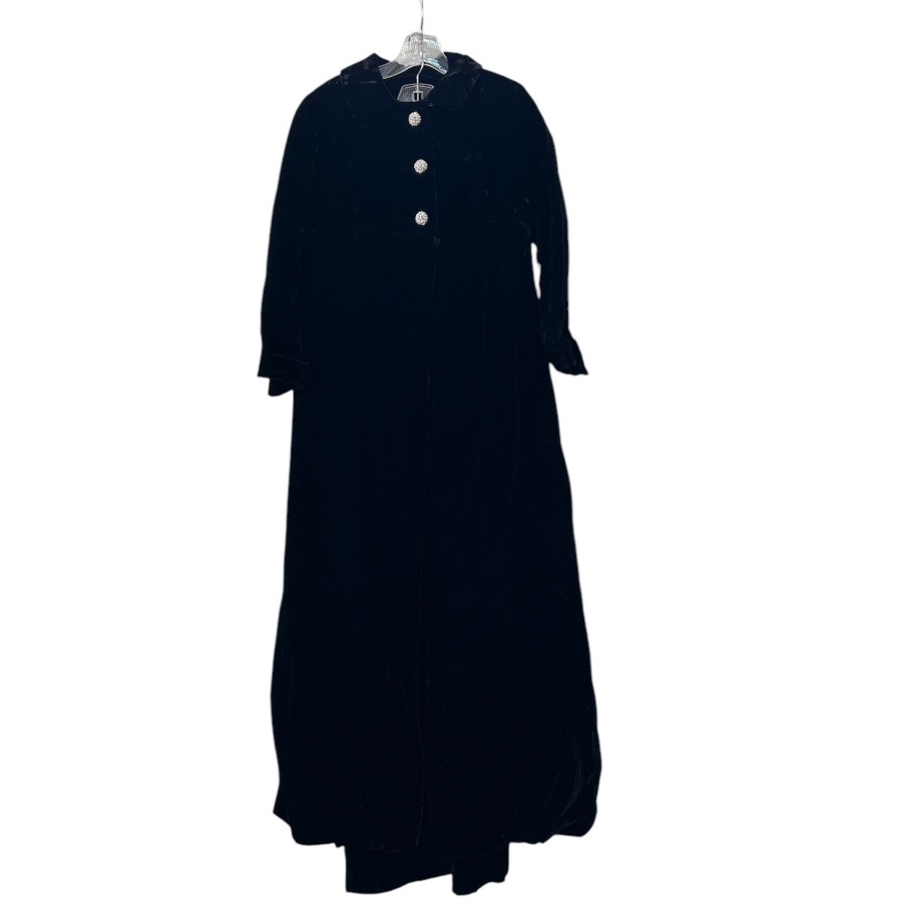 Cherida Black Vintage Velvet Overcoat and Sleeveless Dress Sz‎ S (?)